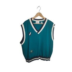 Vintage 90s Mark Scot Cotton Sweater Vest Preppy Embroidered XL